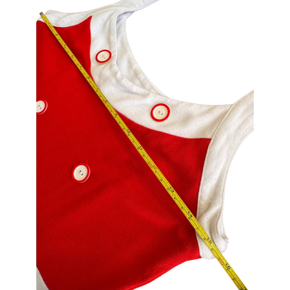 Venus Red White Knit Sheath Dress‎ Sleeveless Button Accent Mod Retro Sz 10 - Picture 8 of 9